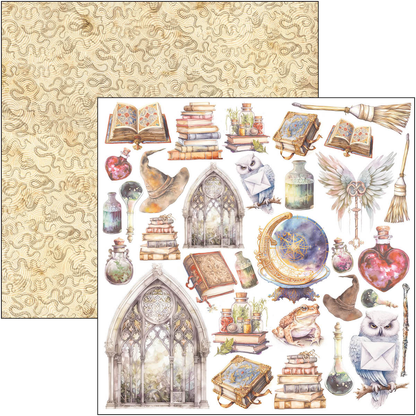 Paperit askarteluun Wizard Academy 12 arkkia 30x30 | Ciao Bella