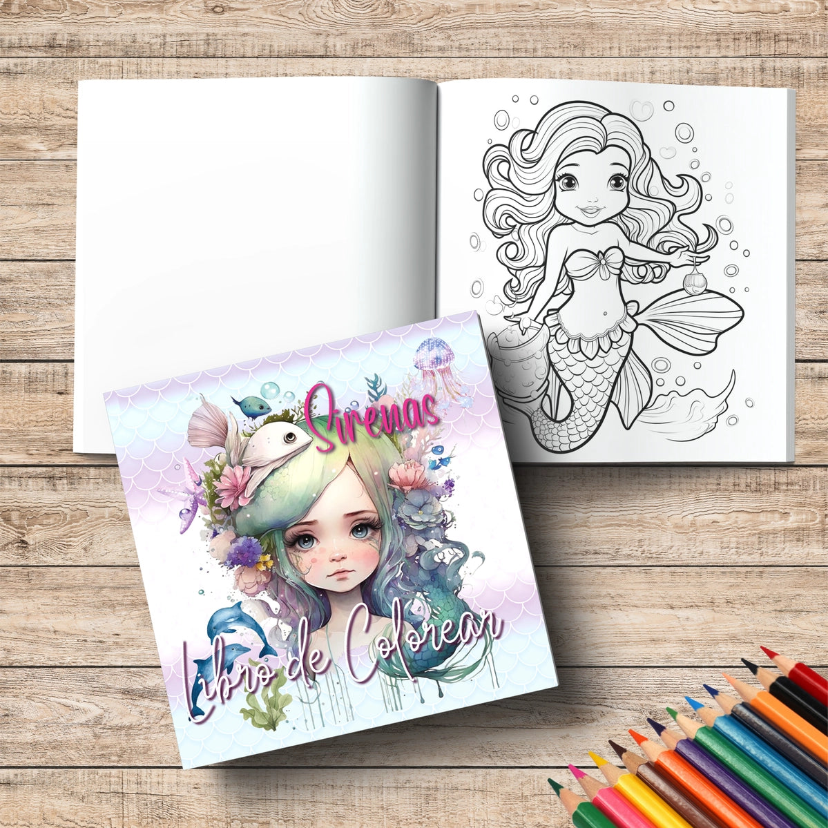 Värityskirja Merenneidot - Coloring Book Mermaids 40 värityskuvaa