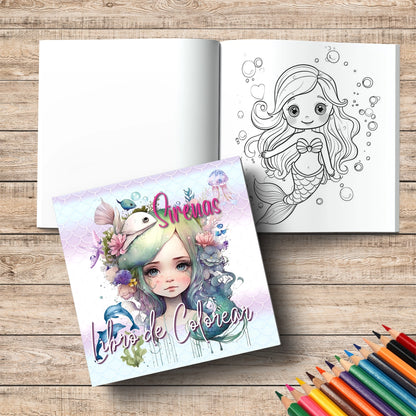 Värityskirja Merenneidot - Coloring Book Mermaids 40 värityskuvaa