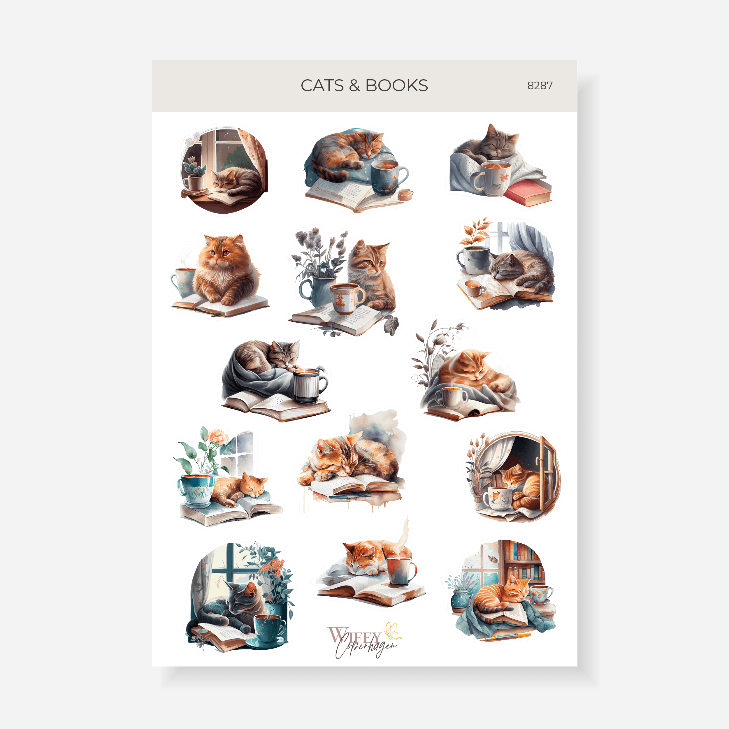 Tarra-arkki Cats & Books, läpinäkyvä | Plan & Plot Studio