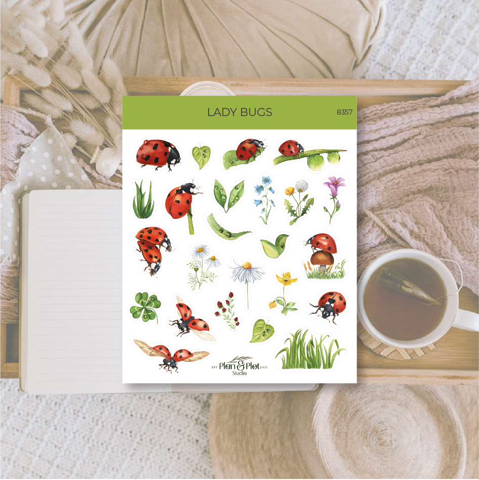 Pieni tarra-arkki Lady Bugs, matta | Plan & Plot Studio