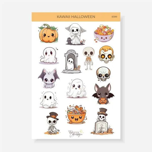 Tarra-arkki Kawaii Halloween, matta | Plan & Plot Studio