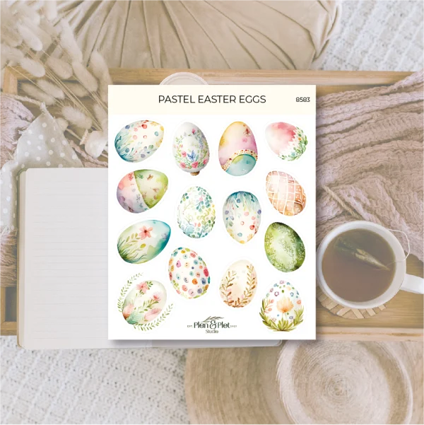 Pieni tarra-arkki Pastel Easter Eggs, matta | Plan & Plot Studio