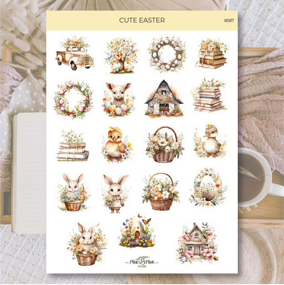 ENNAKKOTILAUS! Tarra-arkki Cute Easter, matta | Plan & Plot Studio