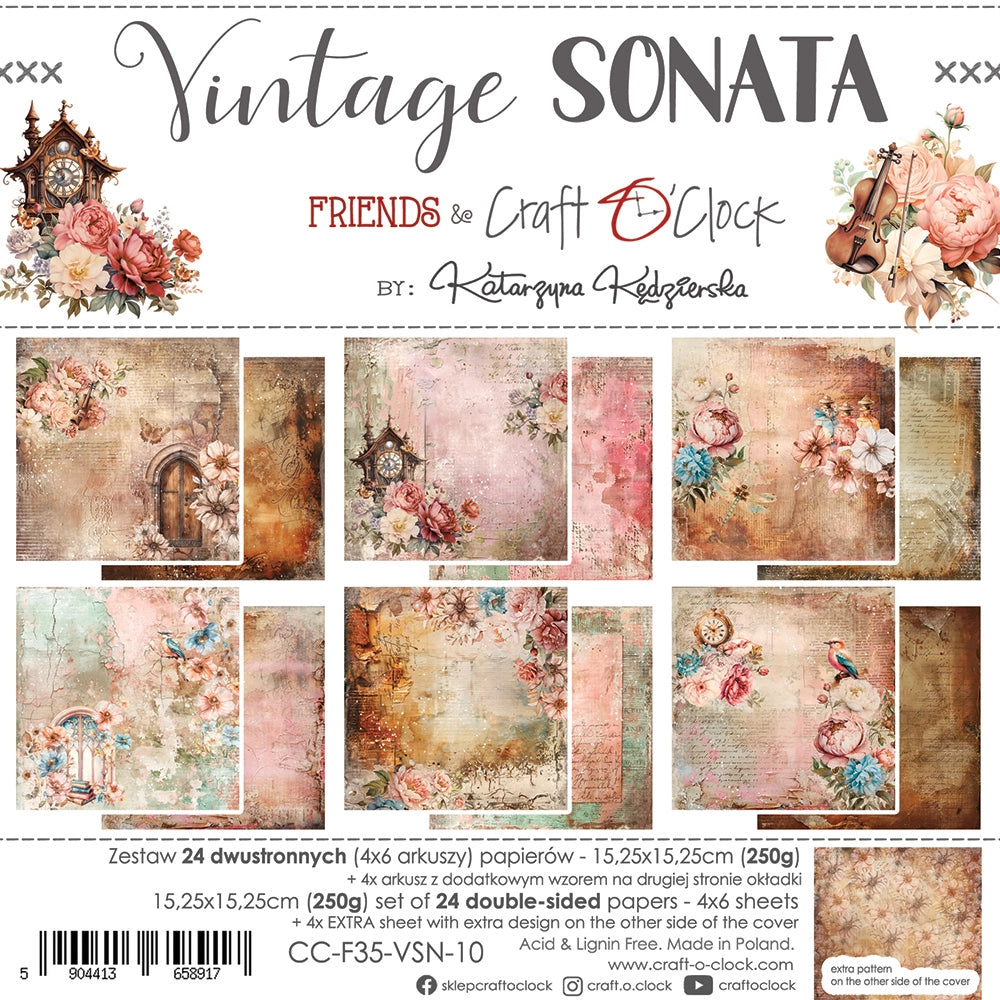 Vintage Sonata -paperikko 15 x 15 cm | Craft O’Clock