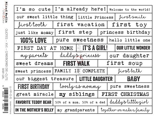 Die Cuts Quotes Baby Girl | Craft O'Clock