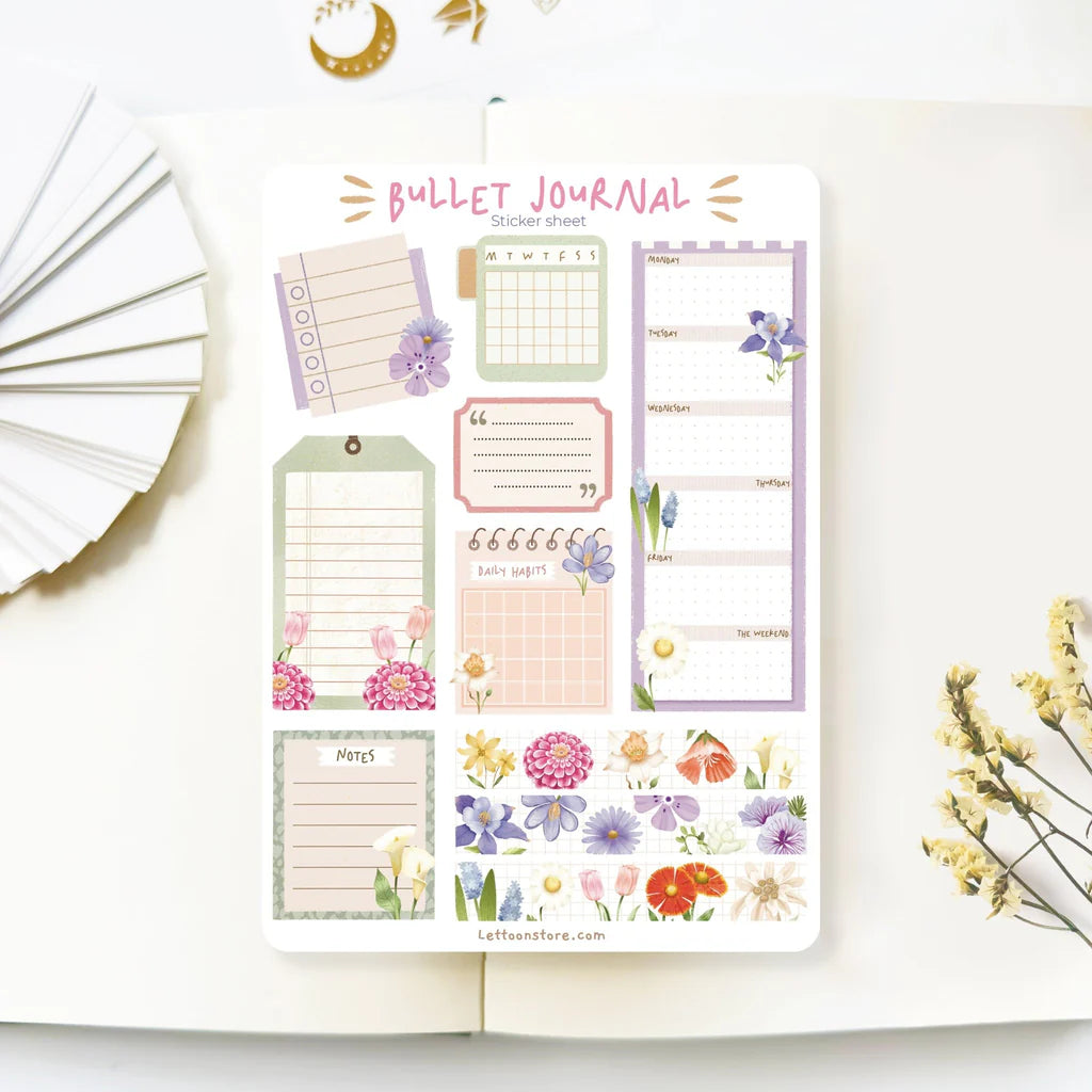 Tarra-arkki Bullet Journal - Flower Desire | LETTOO'n