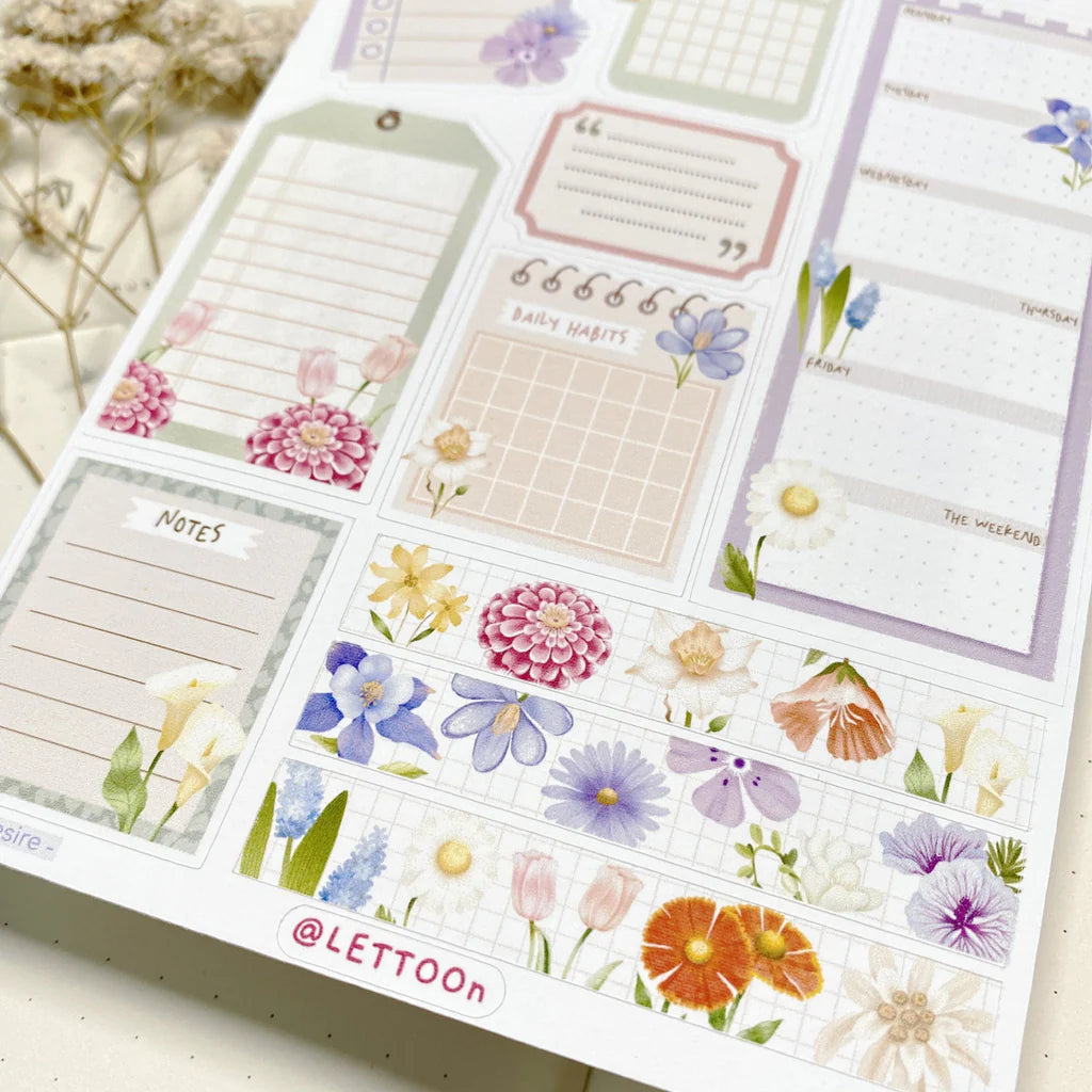 Tarra-arkki Bullet Journal - Flower Desire | LETTOO'n