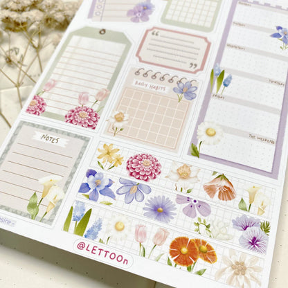 Tarra-arkki Bullet Journal - Flower Desire | LETTOO'n