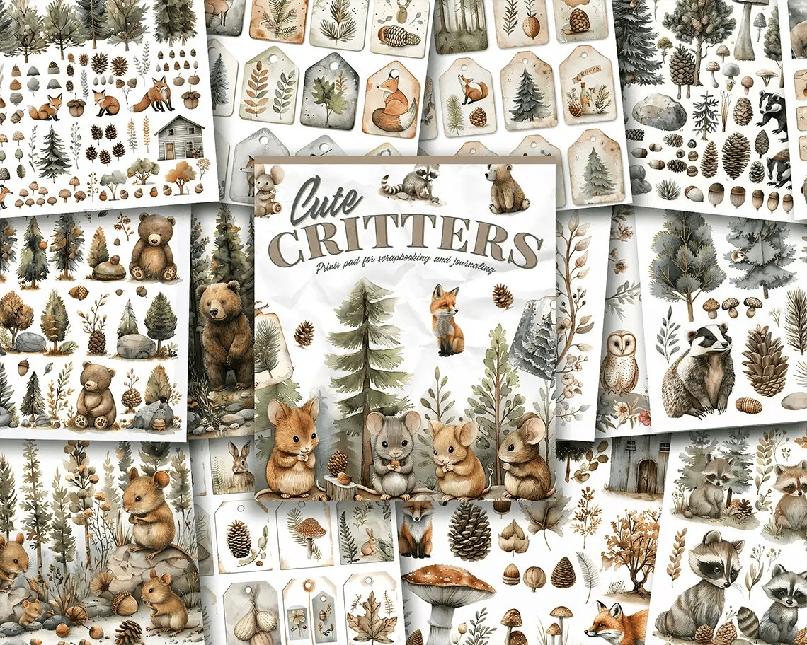 Paperilehtiö Cute Critters 15 x 18 | Scrapbook Resource Co