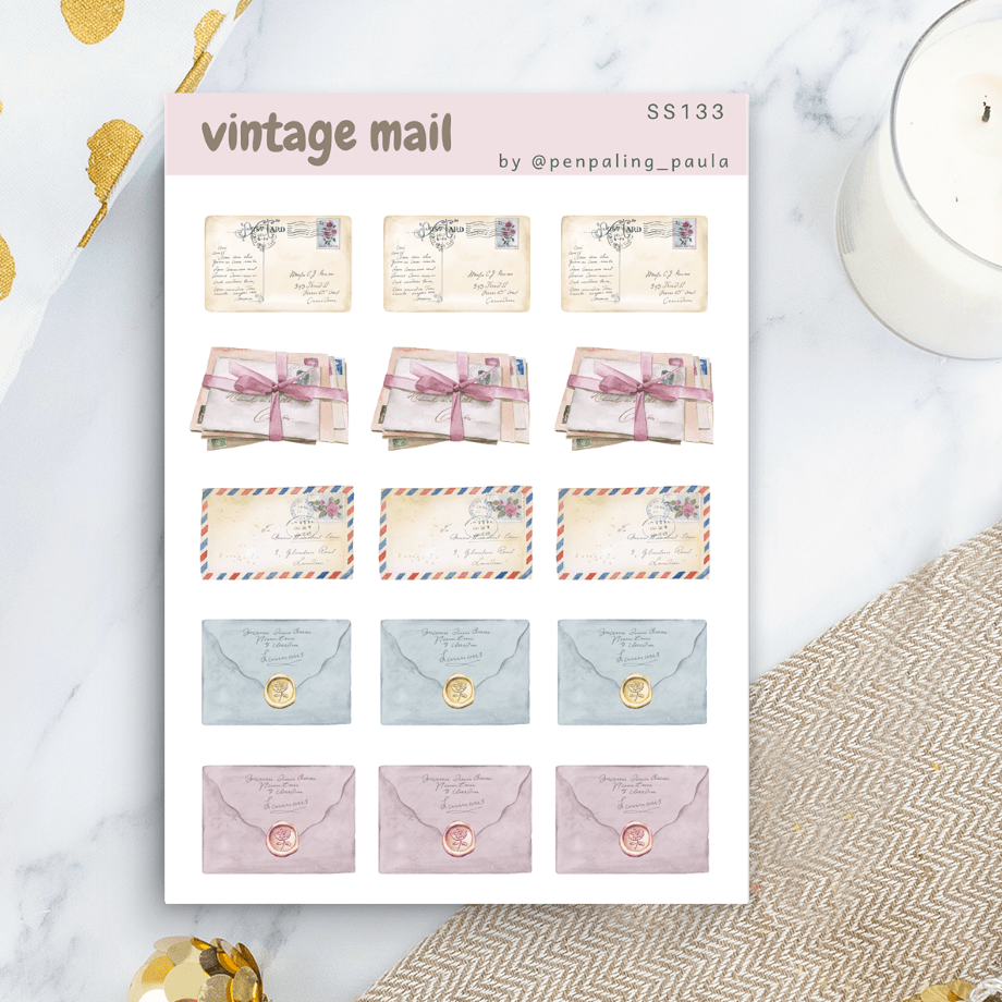 Tarra-arkki Vintage Mail | Penpaling Paula