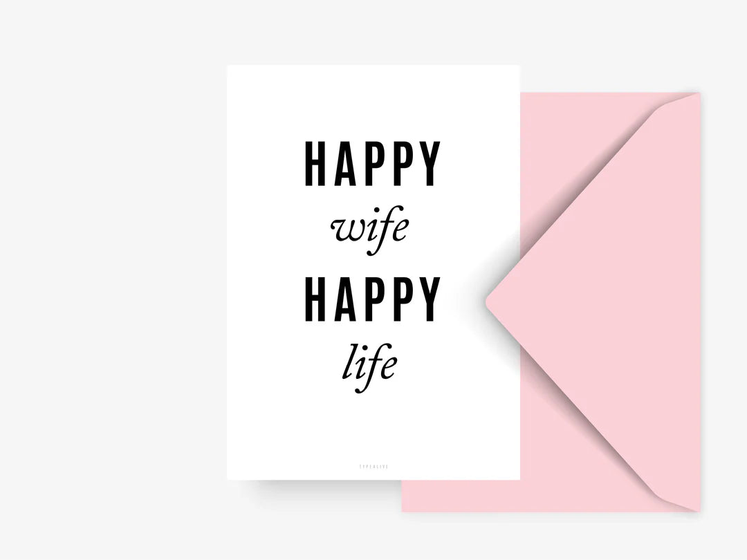 Postikortti Happy Wife Happy Life | Typealive