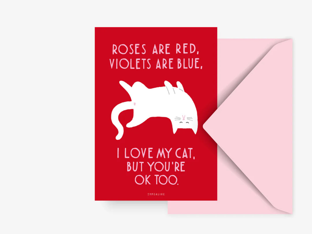 Postikortti Roses Are Red - Cat | Typealive