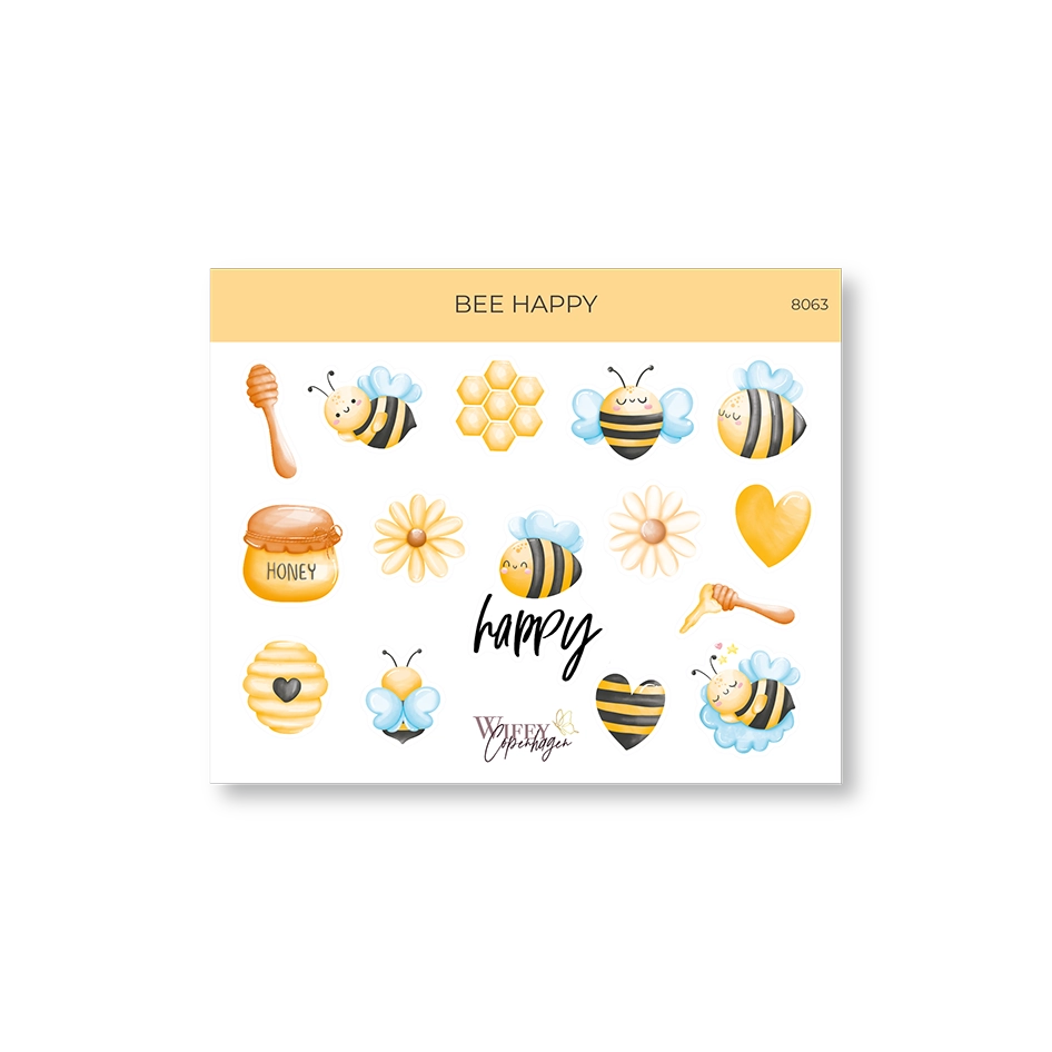 Pieni tarra-arkki Bee Happy, matta | Plan & Plot Studio