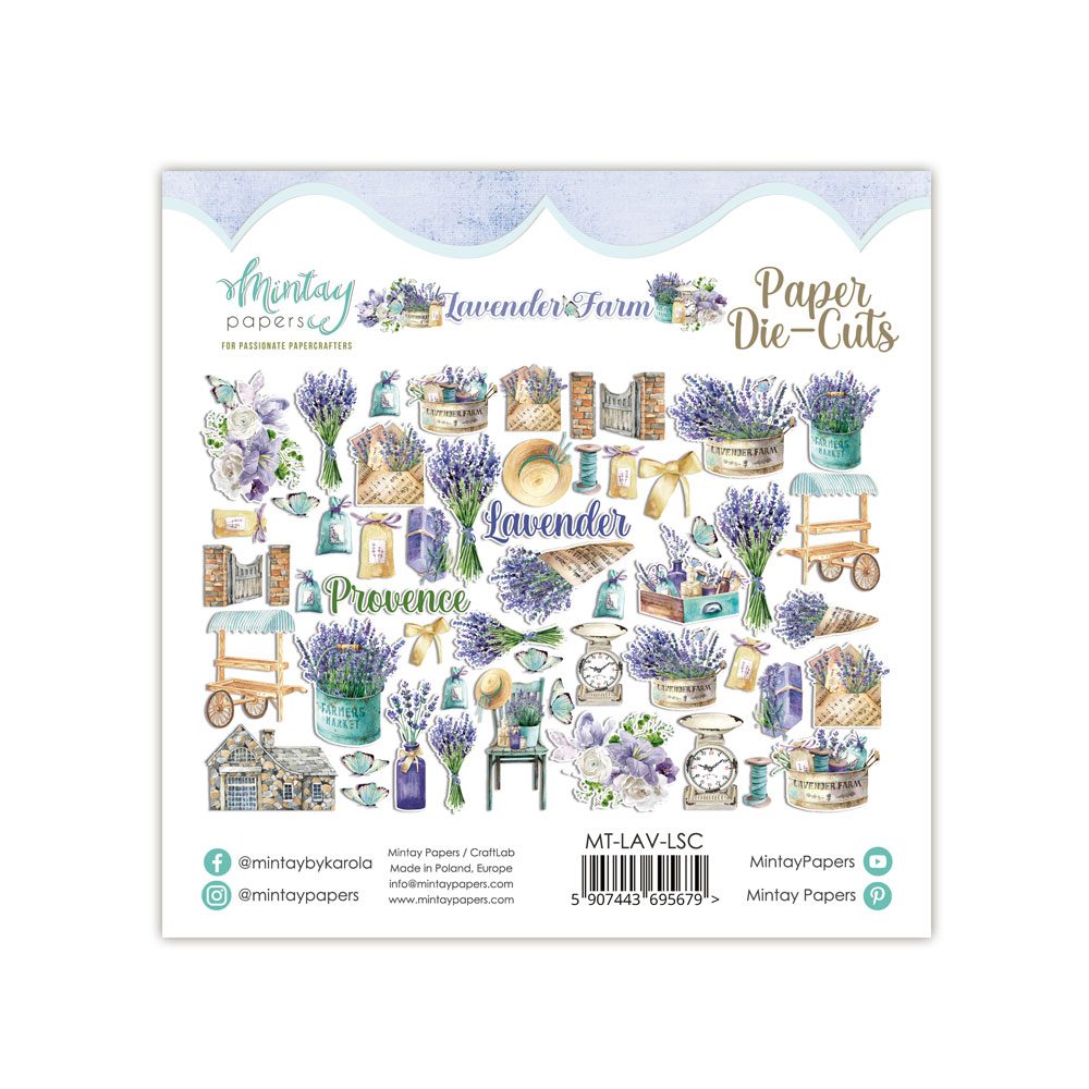 Leikekuvat Die-Cuts Lavender Farm 52kpl Mintay Papers