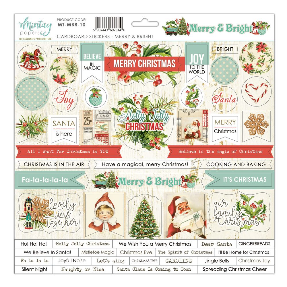 Suuri tarra-arkki Joulutarrat Merry & Bright 30x30 | Mintay Papers