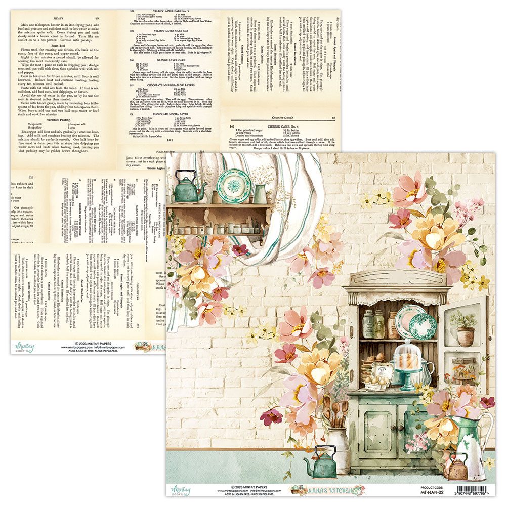 Suuri paperi Nana's Kitchen 30x30 Reseptit | Mintay Papers