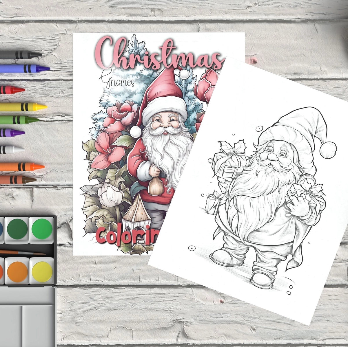 Värityskirja Joulutontut - Coloring Book Christmas Gnomes 40 värityskuvaa