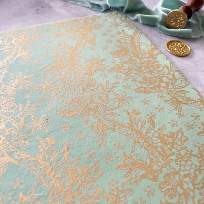 Paperi askarteluun Light Green and Gold, kierrätyspaperi | ImagineDiy