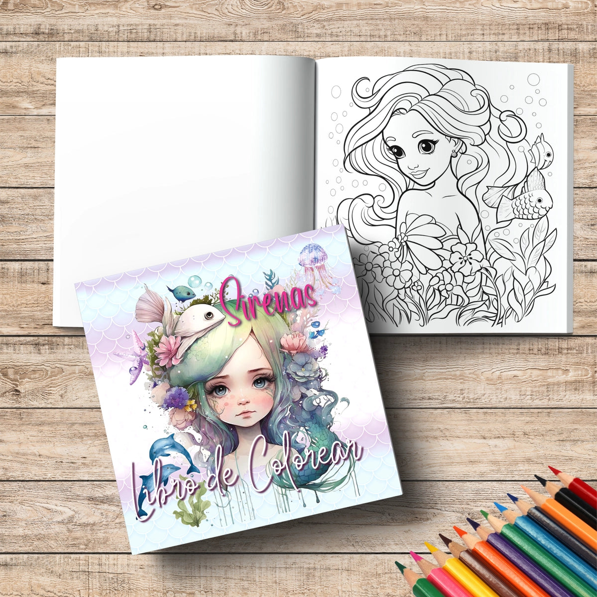 Värityskirja Merenneidot - Coloring Book Mermaids 40 värityskuvaa