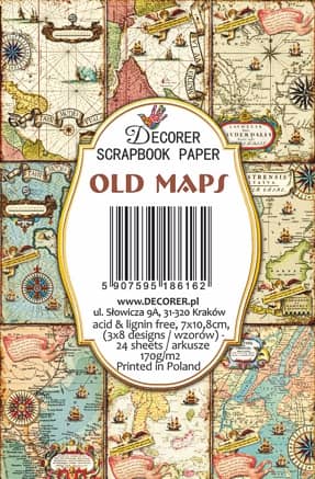 Paperiarkit mini Old Maps 7 x 11cm | Decorer