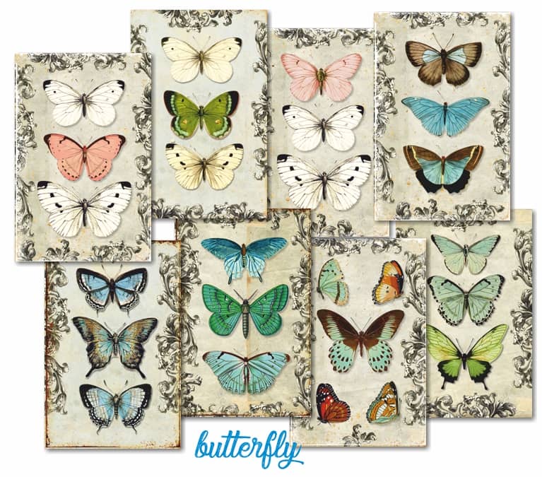 Paperiarkit mini Butterfly 7 x 11cm | Decorer