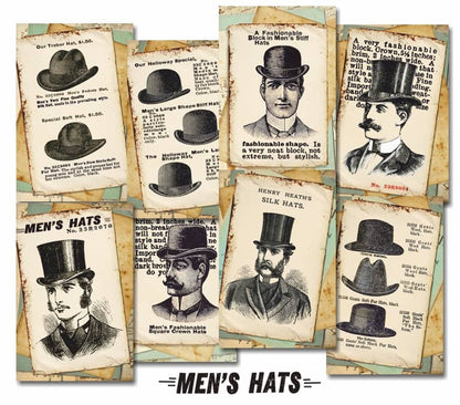 Paperiarkit mini Men’s Hats 7 x 11cm | Decorer