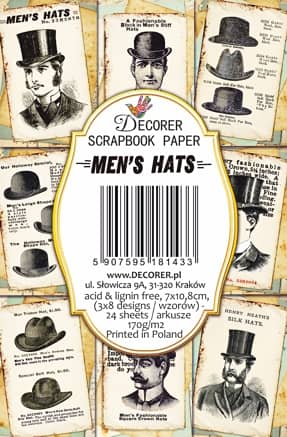 Paperiarkit mini Men’s Hats 7 x 11cm | Decorer